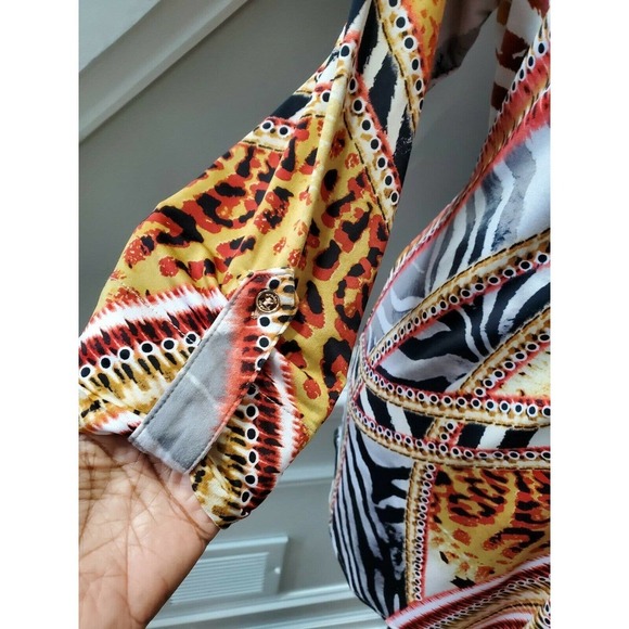 Nygard Women's Multicolor Polyester Round Neck Long Sleeve Blouse Size Medium - Picture 6 of 11